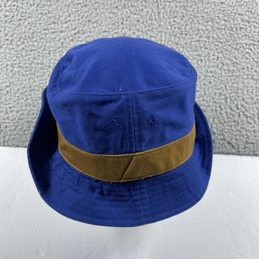 Vintage Nike Bucket Hat Womens Blue Brown Logo Cotton Outdoor Hiking 90s Y2K